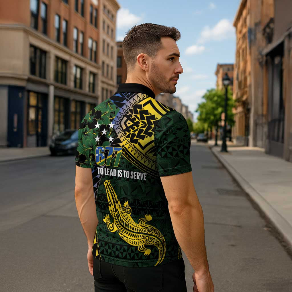 Solomon Islands Zipper Polo Shirt 677 Proud Crocodile Melanesian Pattern - Polynesian Pride