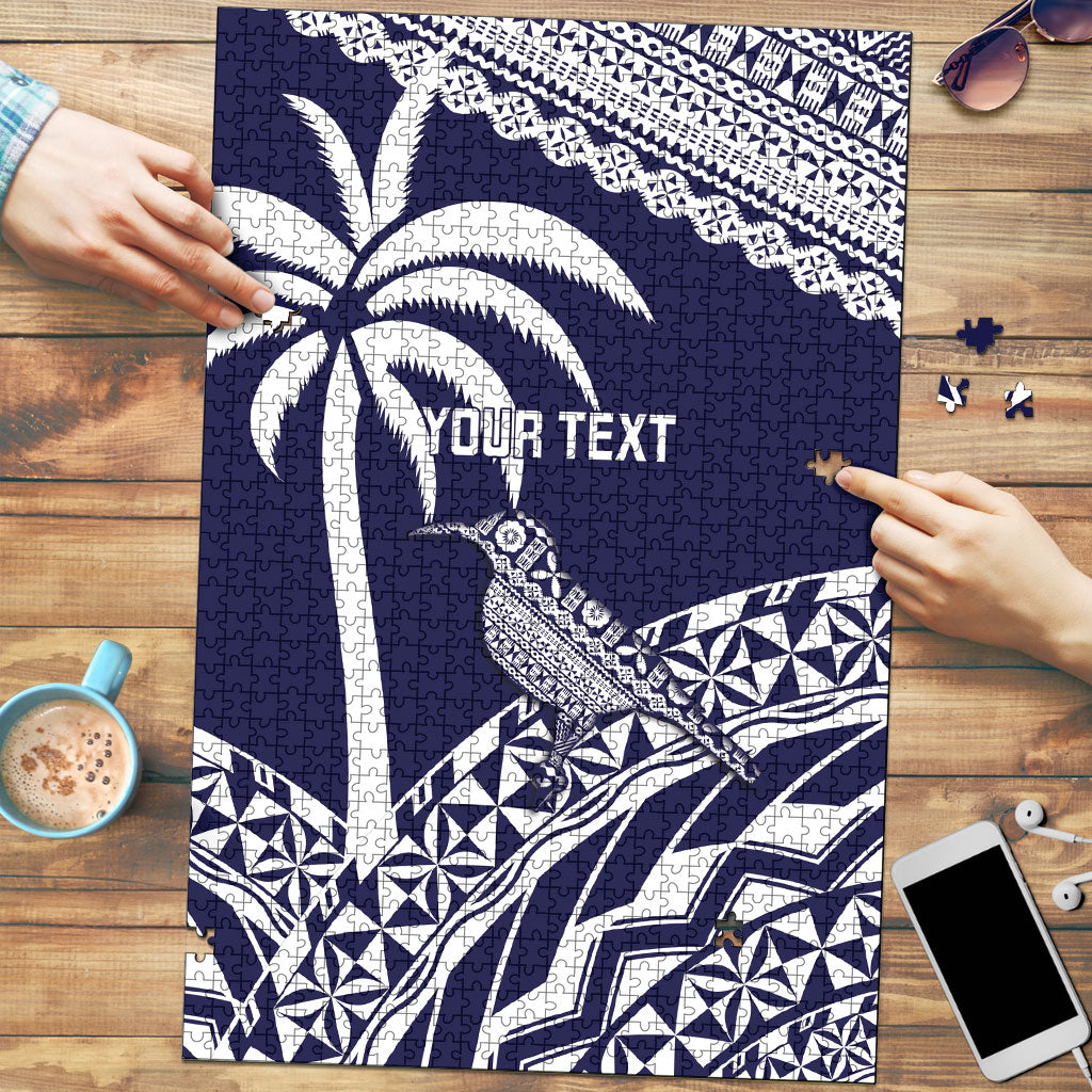 Nadi Fiji 2026 Rugby Custom Puzzle Kikau Fijian Tapa Pattern LT14 Navy Blue - Polynesian Pride
