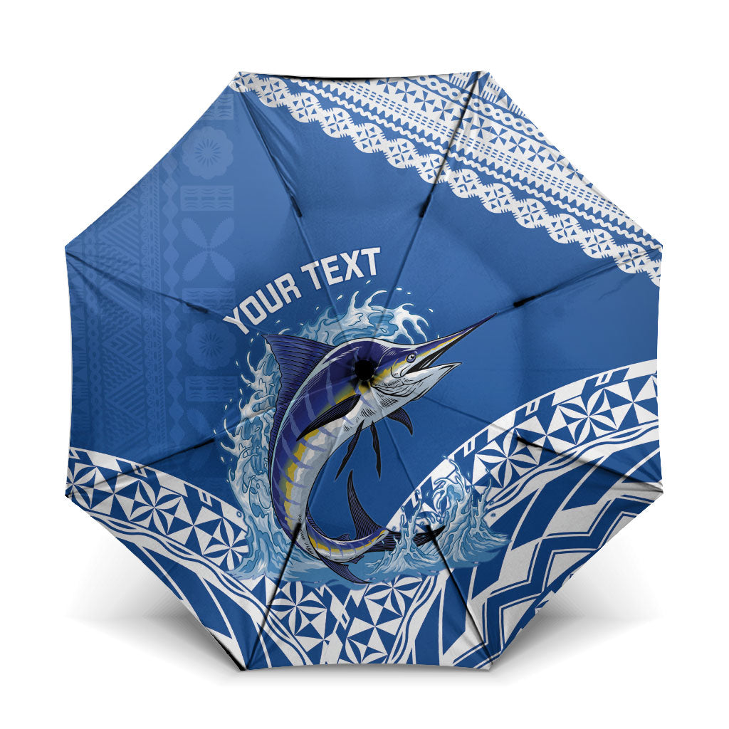 Yasawa Fiji 2026 Rugby Custom Umbrella Marlin Fijian Tapa Pattern LT14 One Size Folded 11.42 inch Opened Diameter 37.4 inch Blue - Polynesian Pride