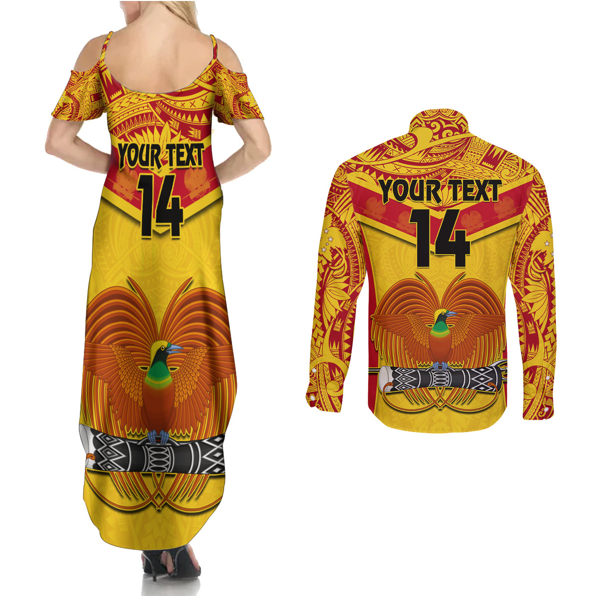 Custom Papua New Guinea Rugby Couples Matching Summer Maxi Dress and Long Sleeve Button Shirt 2023 Go Kumuls Pacific Dynamic Style LT14 - Polynesian Pride