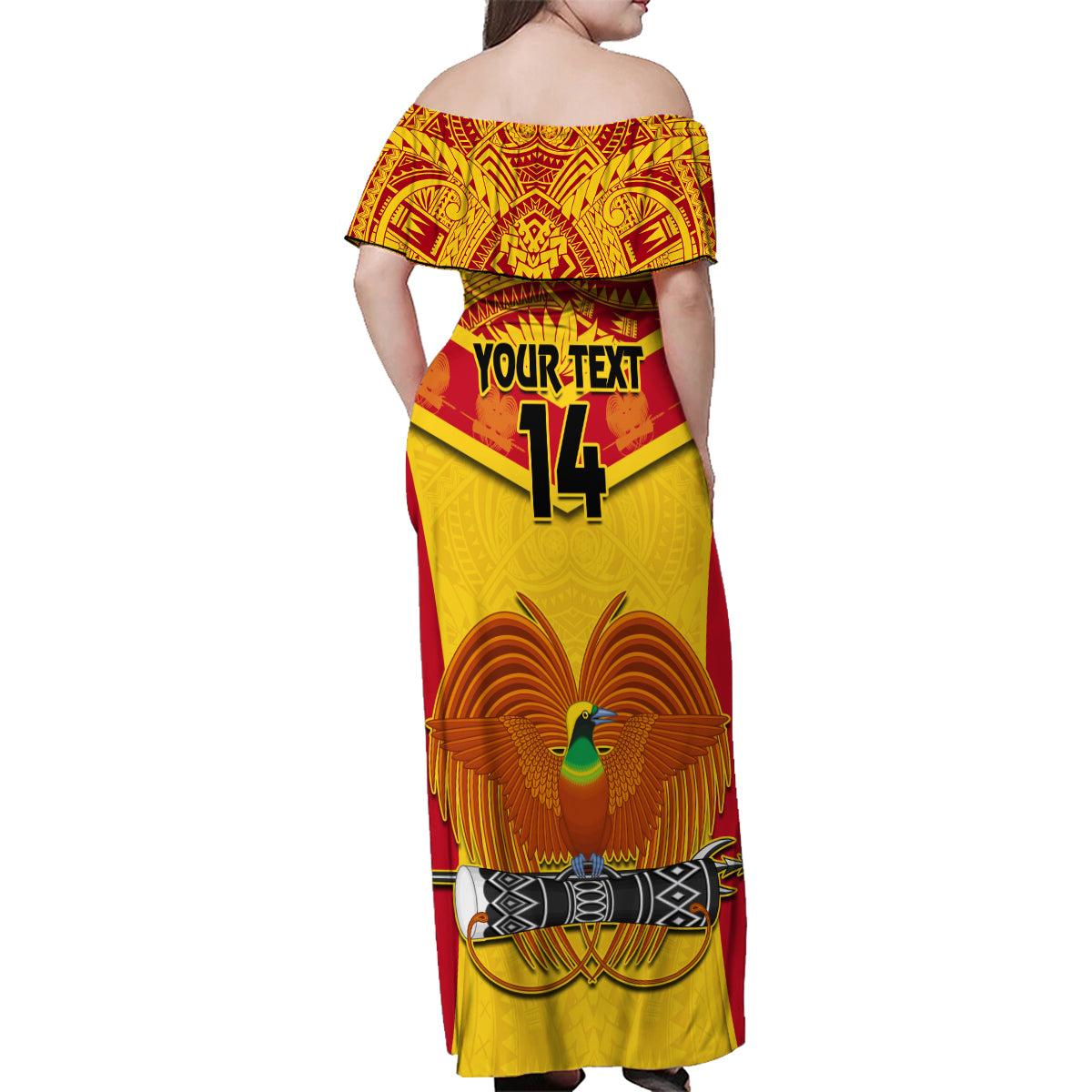 Custom Papua New Guinea Rugby Family Matching Off Shoulder Maxi Dress and Hawaiian Shirt 2023 Go Kumuls Pacific Dynamic Style LT14 - Polynesian Pride