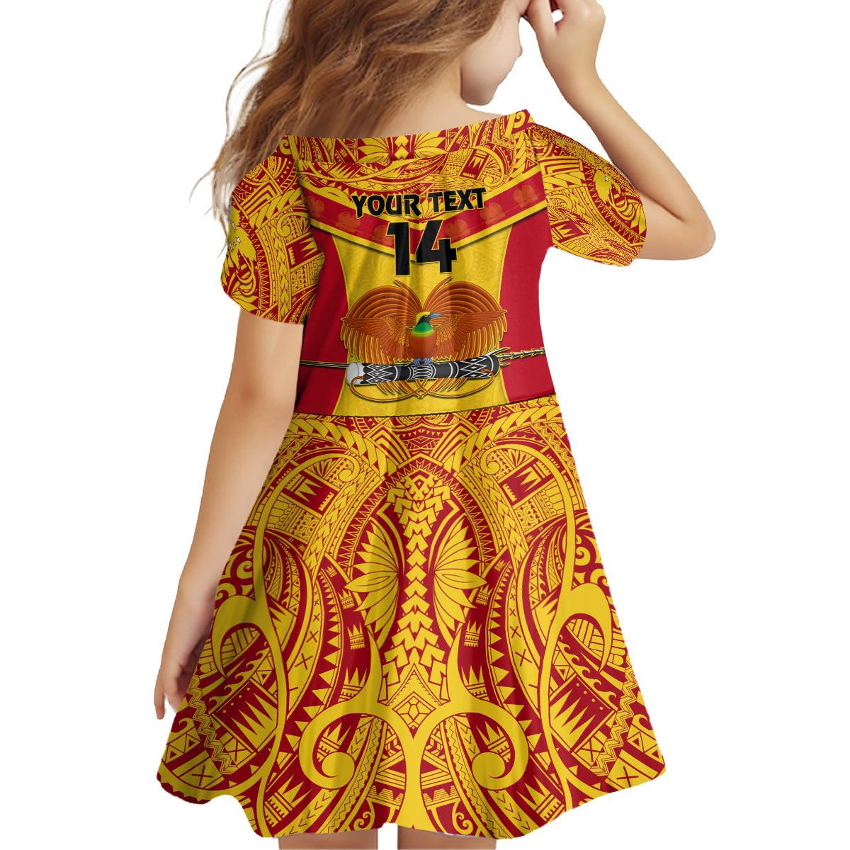 Custom Papua New Guinea Rugby Kid Short Sleeve Dress 2023 Go Kumuls Pacific Dynamic Style LT14 - Polynesian Pride