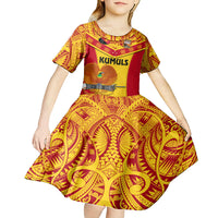 Custom Papua New Guinea Rugby Kid Short Sleeve Dress 2023 Go Kumuls Pacific Dynamic Style LT14 - Polynesian Pride