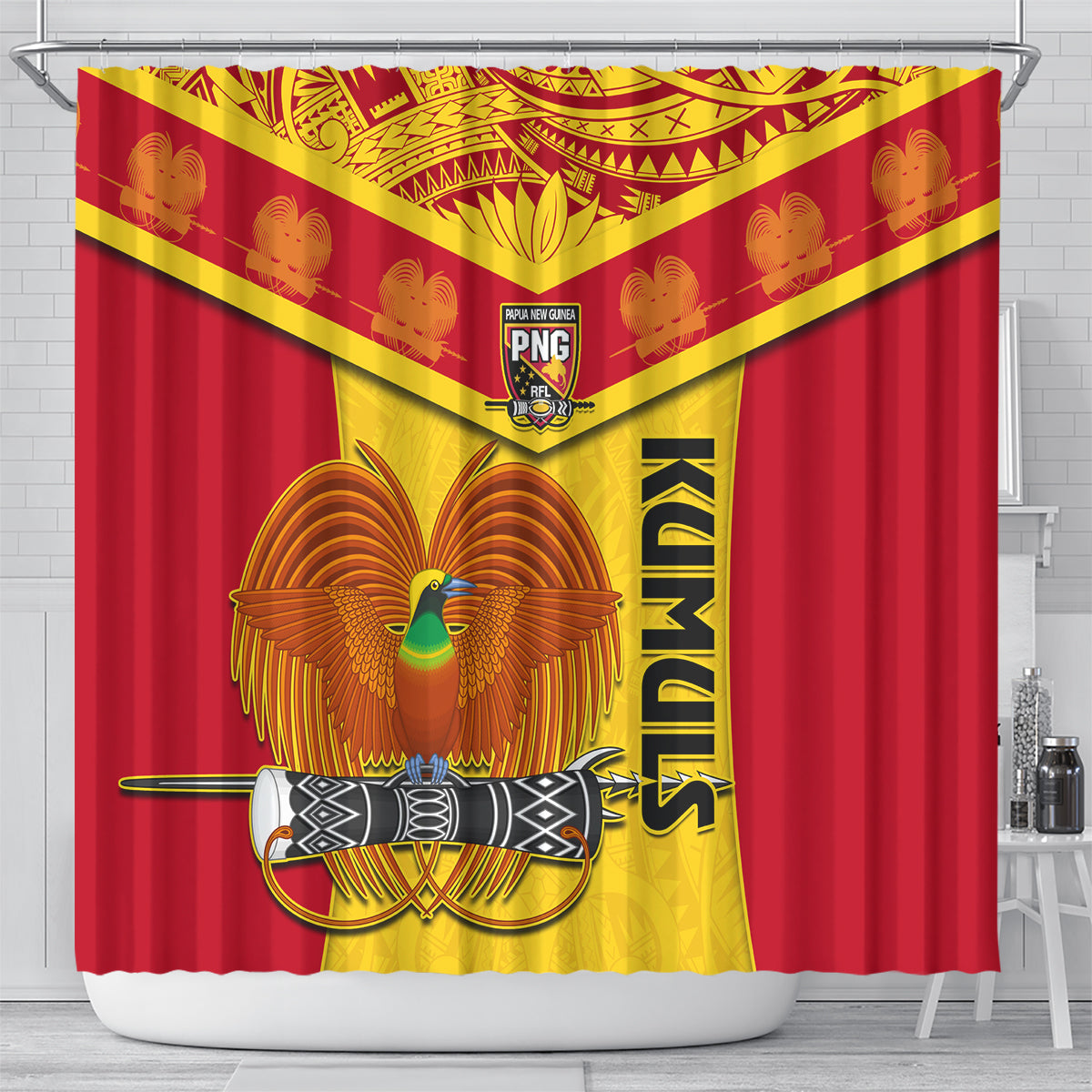 Papua New Guinea Rugby Shower Curtain 2023 Go Kumuls Pacific Dynamic Style LT14 - Polynesian Pride