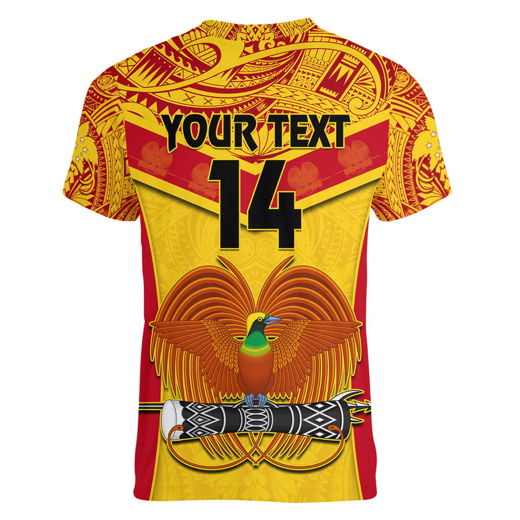 Custom Papua New Guinea Rugby Women V Neck T Shirt 2023 Go Kumuls Pacific Dynamic Style LT14 - Polynesian Pride