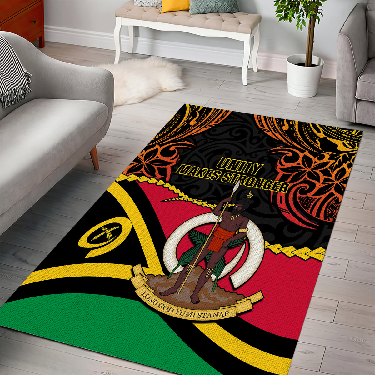 Vanuatu Unity Day Area Rug 29 November Coat Of Arms With Flag Style LT14 - Polynesian Pride