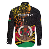 Personalised Vanuatu Unity Day Family Matching Mermaid Dress and Hawaiian Shirt 29 November Coat Of Arms With Flag Style LT14 - Polynesian Pride