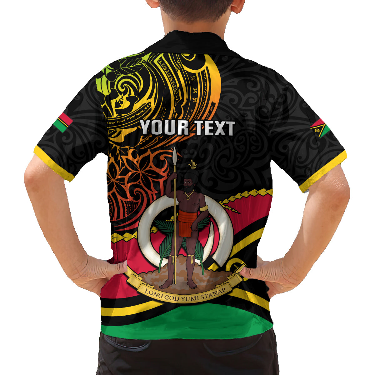 Personalised Vanuatu Unity Day Family Matching Summer Maxi Dress and Hawaiian Shirt 29 November Coat Of Arms With Flag Style LT14 - Polynesian Pride