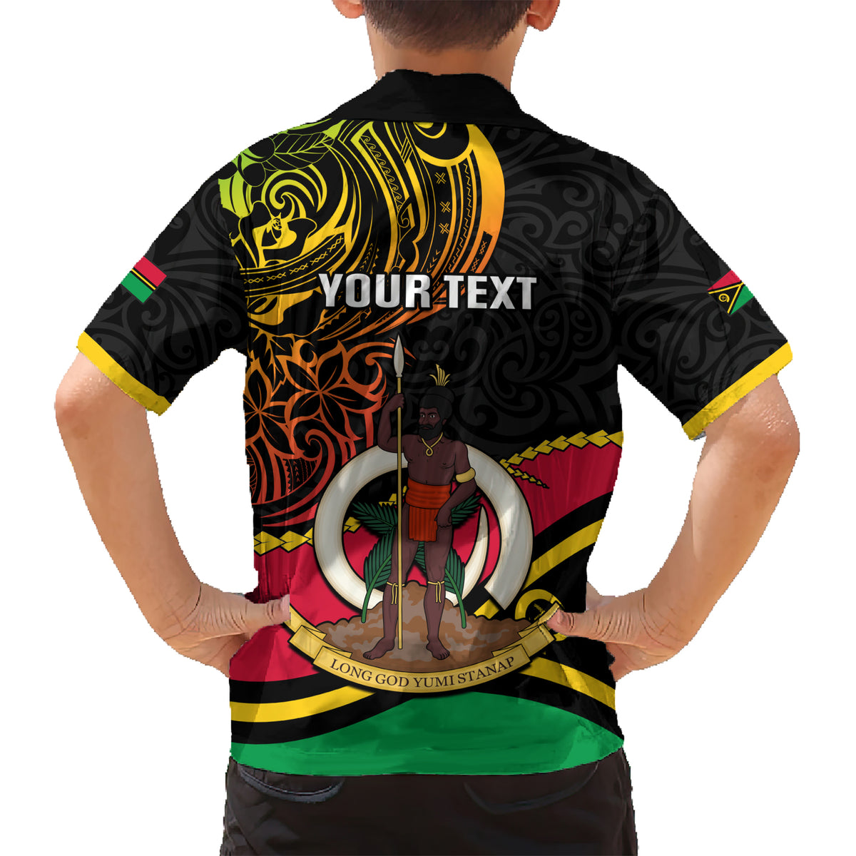 Personalised Vanuatu Unity Day Hawaiian Shirt 29 November Coat Of Arms With Flag Style LT14 - Polynesian Pride