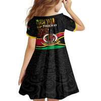 Personalised Vanuatu Unity Day Kid Short Sleeve Dress 29 November Coat Of Arms With Flag Style LT14 - Polynesian Pride