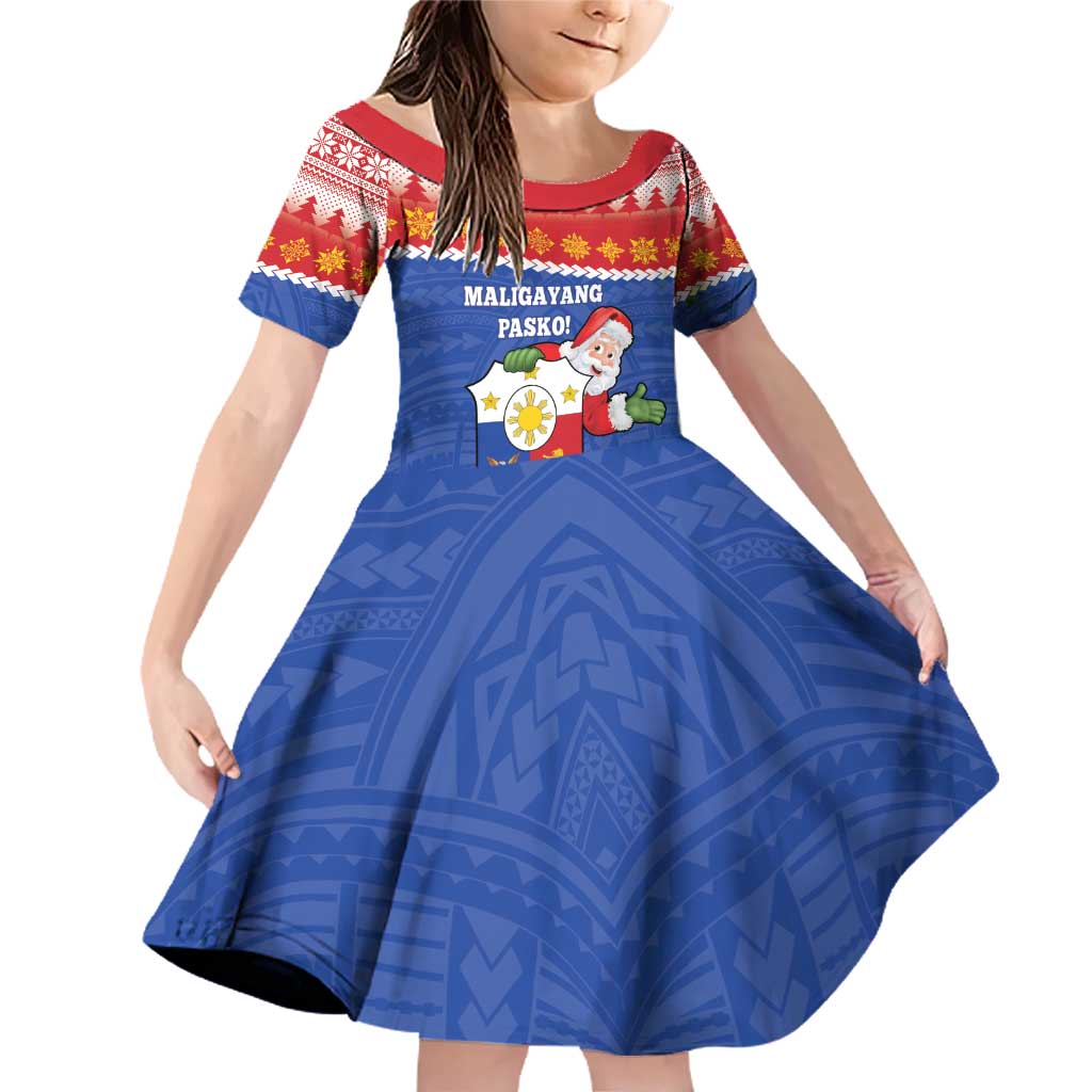 Personalized The Philippines Christmas Family Matching Off Shoulder Short Dress and Hawaiian Shirt Pilipinas Parol - Maligayang Pasko!