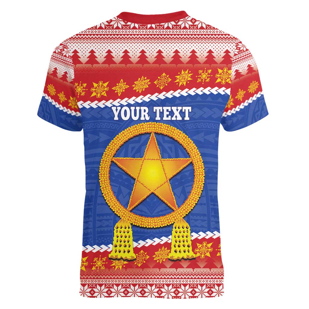 Personalized The Philippines Christmas Women V-Neck T-Shirt Pilipinas Parol - Maligayang Pasko!