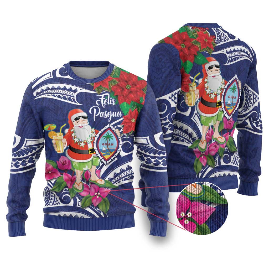 Guam Christmas Ugly Christmas Sweater Poinsettia With Bougainvillea - Felis Pasgua!