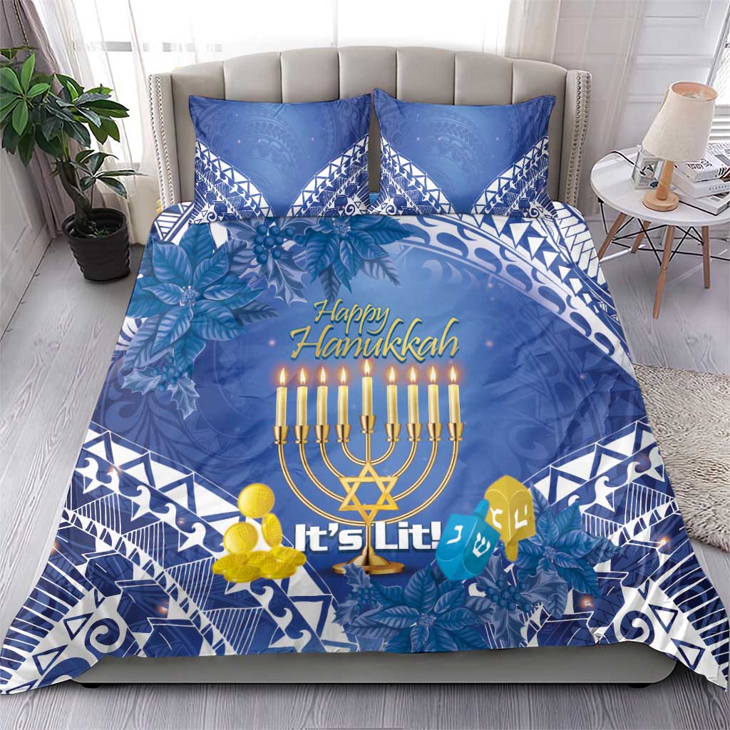 Hanukkah Jewish Festival Bedding Set It's Lit - Polynesian Pattern