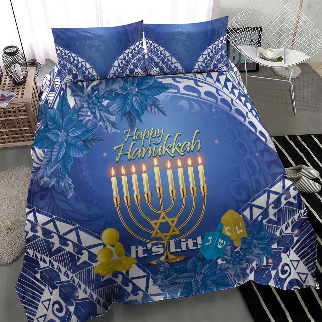 Hanukkah Jewish Festival Bedding Set It's Lit - Polynesian Pattern