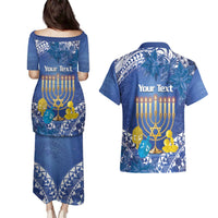 Personalised Hanukkah Jewish Festival Couples Matching Puletasi and Hawaiian Shirt It's Lit - Polynesian Pattern
