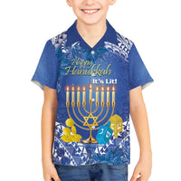 Personalised Hanukkah Jewish Festival Family Matching Tank Maxi Dress and Hawaiian Shirt It's Lit - Polynesian Pattern