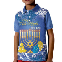 Personalised Hanukkah Jewish Festival Kid Polo Shirt It's Lit - Polynesian Pattern LT14 Kid Blue - Polynesian Pride