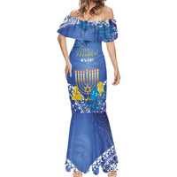 Personalised Hanukkah Jewish Festival Mermaid Dress It's Lit - Polynesian Pattern