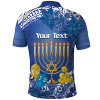 Personalised Hanukkah Jewish Festival Polo Shirt It's Lit - Polynesian Pattern