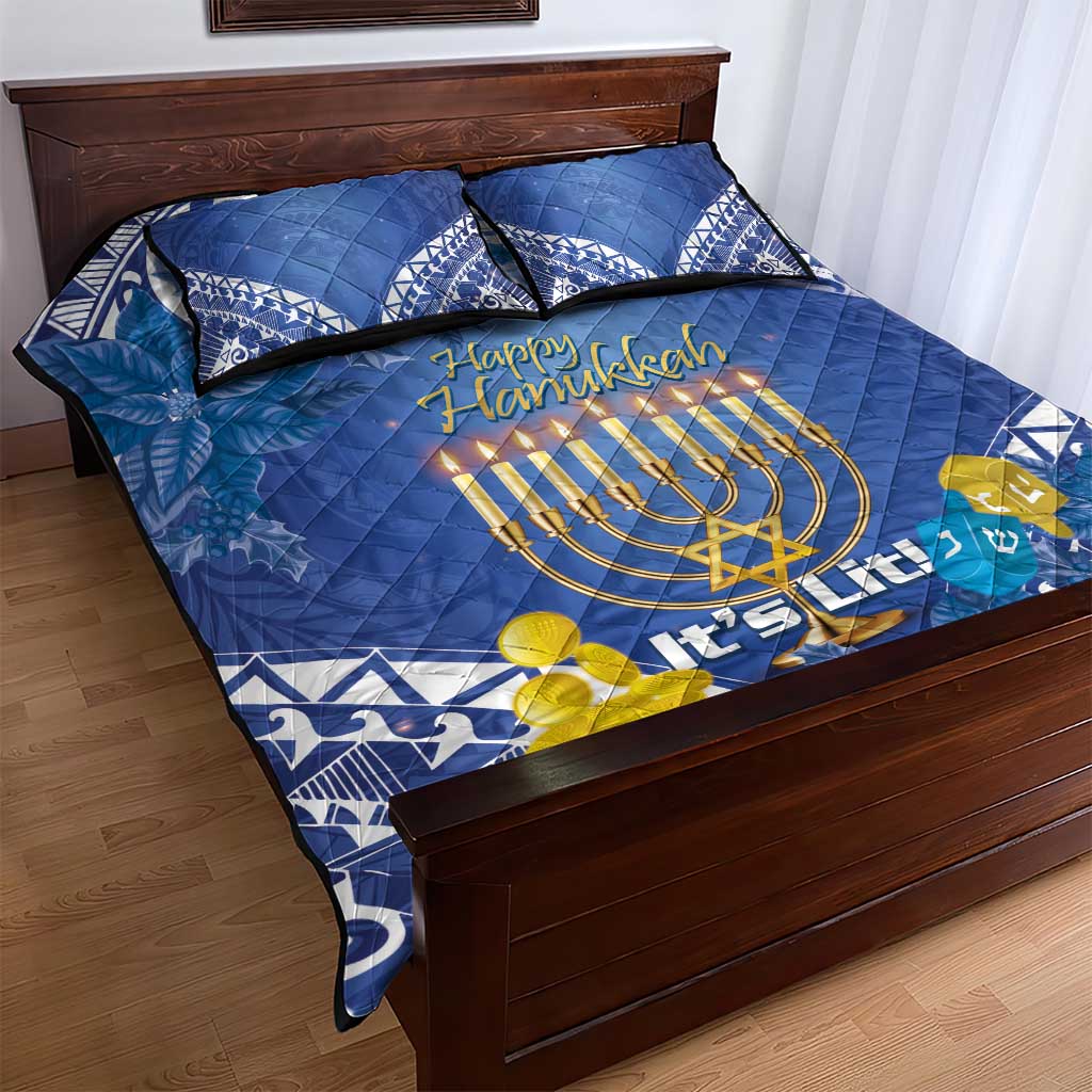 Hanukkah Jewish Festival Quilt Bed Set It's Lit - Polynesian Pattern