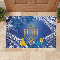 Hanukkah Jewish Festival Rubber Doormat It's Lit - Polynesian Pattern