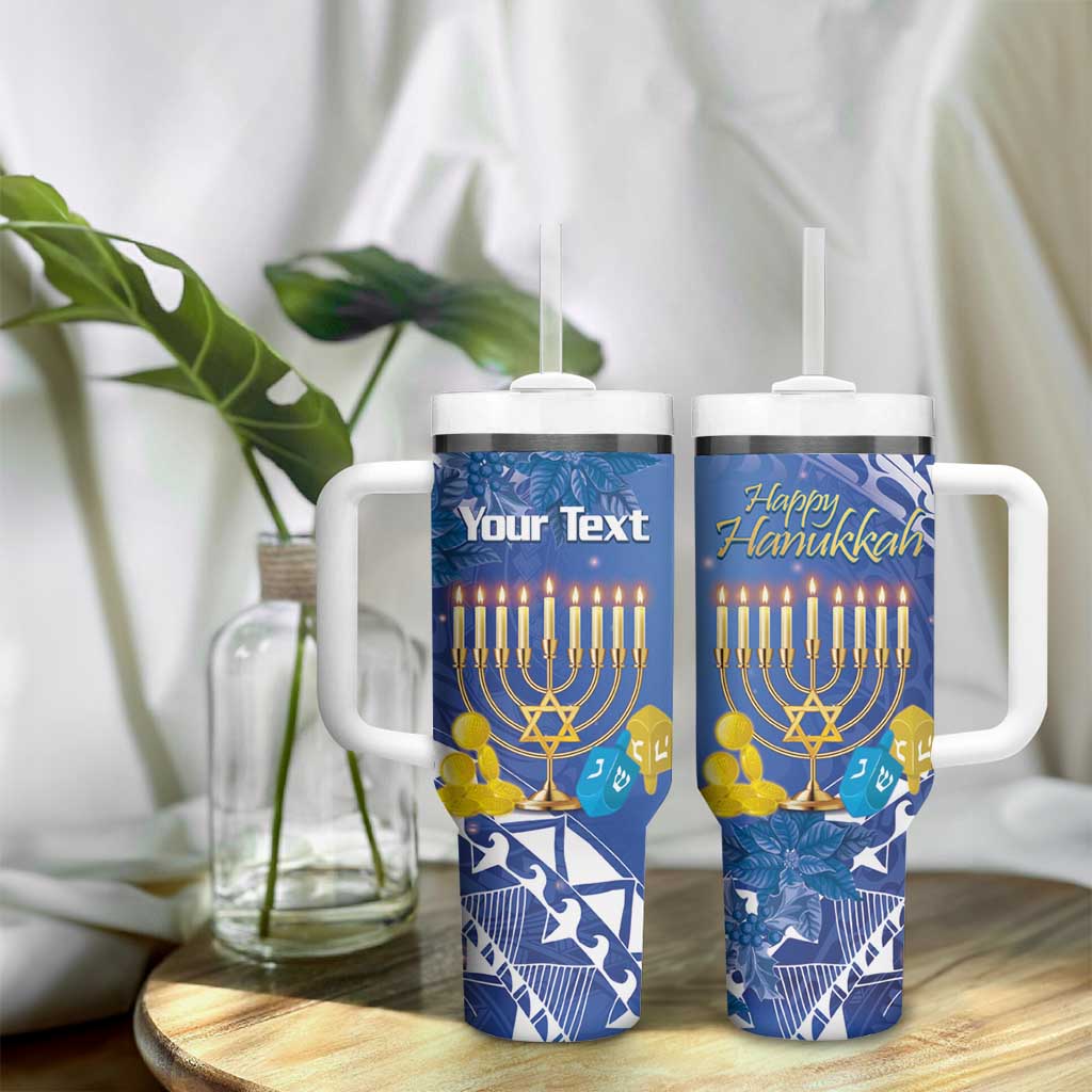 Personalised Hanukkah Jewish Festival Tumbler With Handle It's Lit - Polynesian Pattern