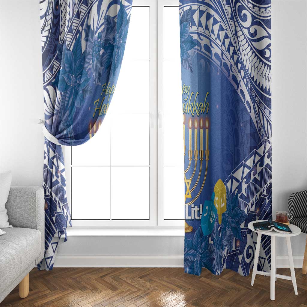 Hanukkah Jewish Festival Window Curtain It's Lit - Polynesian Pattern