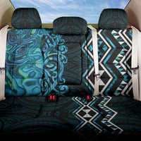 Turquoise Aotearoa Back Car Seat Cover Taniko Motifs With Paua Shell Kowhaiwhai