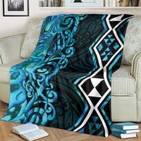 Turquoise Aotearoa Blanket Taniko Motifs With Paua Shell Kowhaiwhai