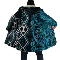 Turquoise Aotearoa Cloak Taniko Motifs With Paua Shell Kowhaiwhai - Polynesian Pride