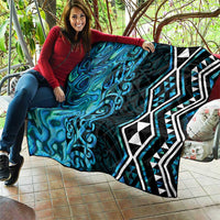 Turquoise Aotearoa Quilt Taniko Motifs With Paua Shell Kowhaiwhai LT14 - Polynesian Pride