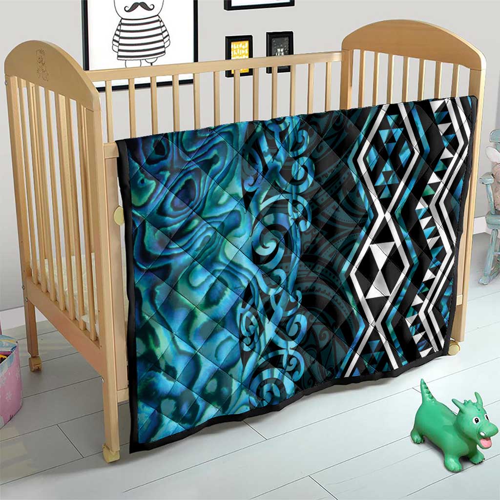 Turquoise Aotearoa Quilt Taniko Motifs With Paua Shell Kowhaiwhai LT14 - Polynesian Pride