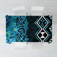 Turquoise Aotearoa Tablecloth Taniko Motifs With Paua Shell Kowhaiwhai