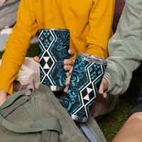 Turquoise Aotearoa Tumbler Cup Taniko Motifs With Paua Shell Kowhaiwhai