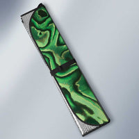 Green Aotearoa Auto Sun Shade Taniko Motifs With Paua Shell Kowhaiwhai - Polynesian Pride