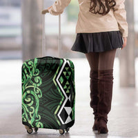 Green Aotearoa Luggage Cover Taniko Motifs With Paua Shell Kowhaiwhai