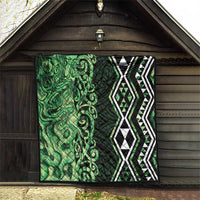 Green Aotearoa Quilt Taniko Motifs With Paua Shell Kowhaiwhai LT14 - Polynesian Pride