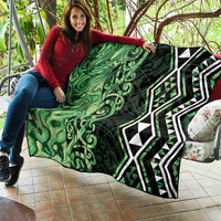 Green Aotearoa Quilt Taniko Motifs With Paua Shell Kowhaiwhai LT14 - Polynesian Pride