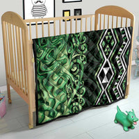 Green Aotearoa Quilt Taniko Motifs With Paua Shell Kowhaiwhai LT14 - Polynesian Pride