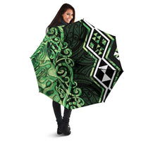 Green Aotearoa Umbrella Taniko Motifs With Paua Shell Kowhaiwhai - Polynesian Pride