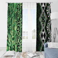 Green Aotearoa Window Curtain Taniko Motifs With Paua Shell Kowhaiwhai