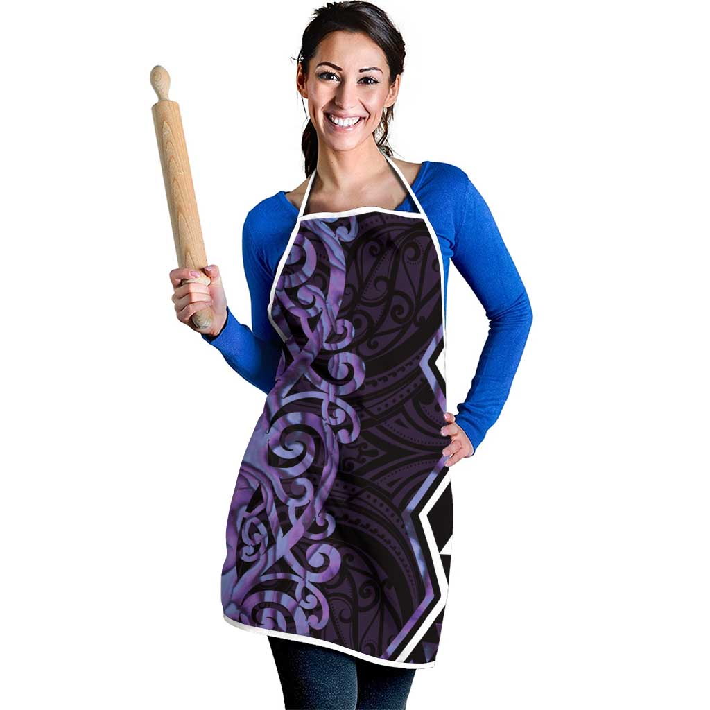 Purple Aotearoa Apron Taniko Motifs With Paua Shell Kowhaiwhai - Polynesian Pride