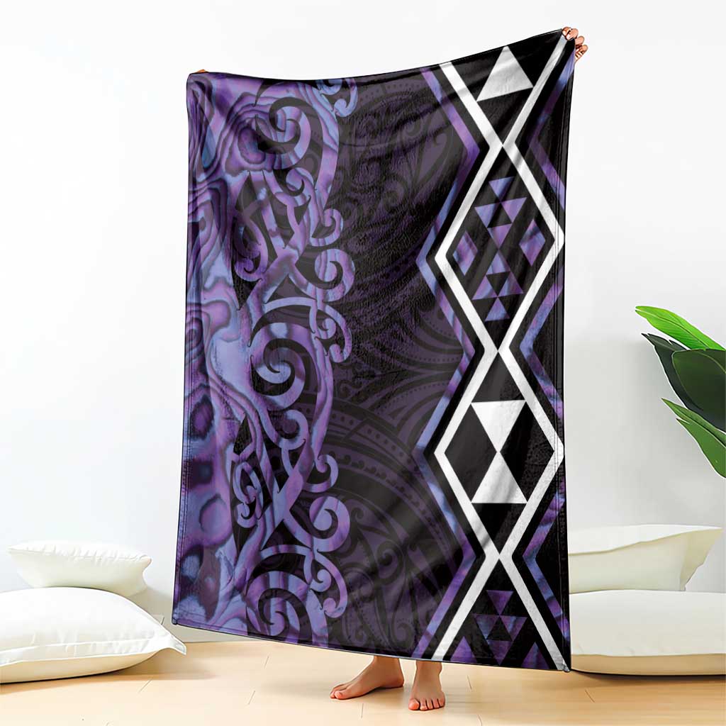 Purple Aotearoa Blanket Taniko Motifs With Paua Shell Kowhaiwhai