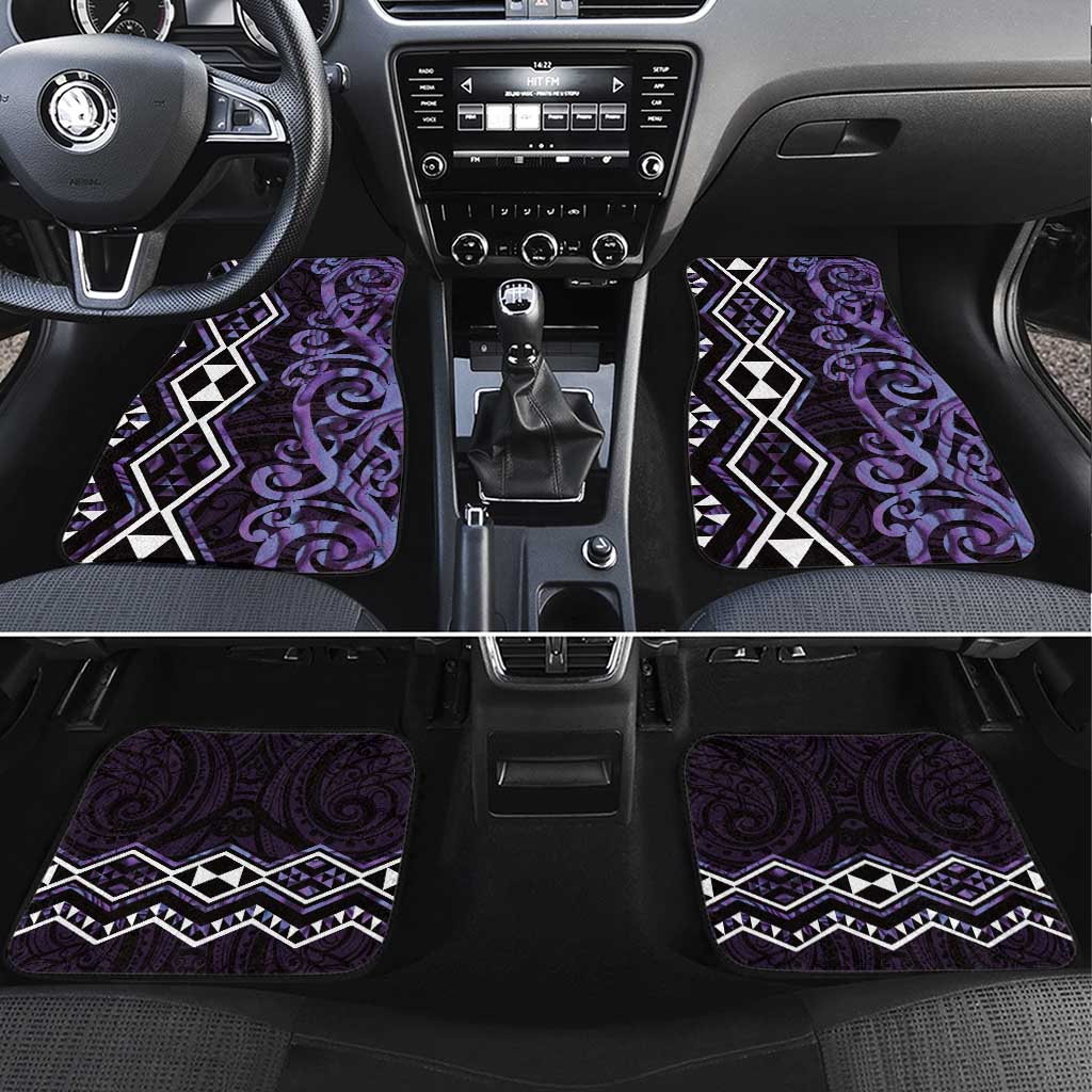 Purple Aotearoa Car Mats Taniko Motifs With Paua Shell Kowhaiwhai