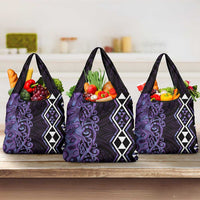Purple Aotearoa Grocery Bag Taniko Motifs With Paua Shell Kowhaiwhai
