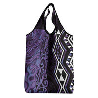 Purple Aotearoa Grocery Bag Taniko Motifs With Paua Shell Kowhaiwhai