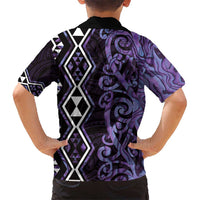 Purple Aotearoa Hawaiian Shirt Taniko Motifs With Paua Shell Kowhaiwhai