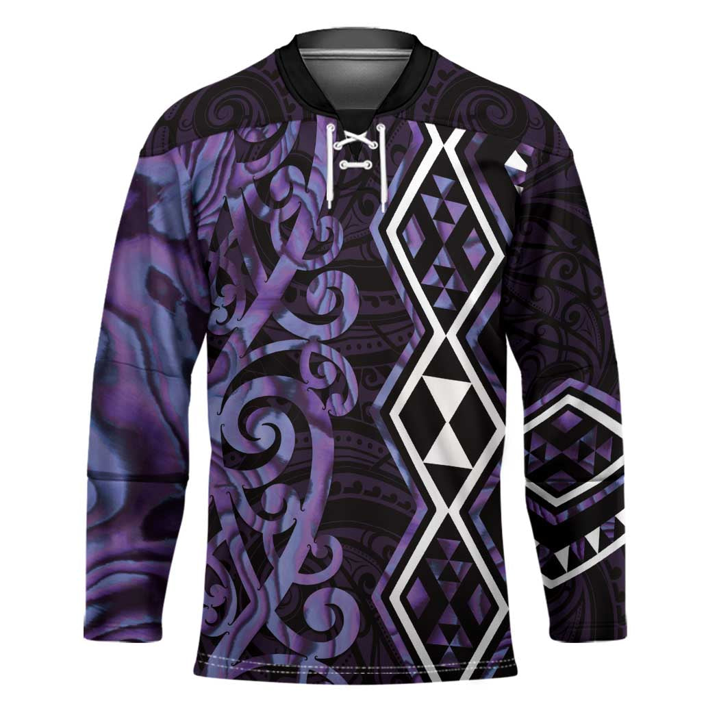 Purple Aotearoa Hockey Jersey Taniko Motifs With Paua Shell Kowhaiwhai - Polynesian Pride