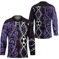 Purple Aotearoa Hockey Jersey Taniko Motifs With Paua Shell Kowhaiwhai - Polynesian Pride